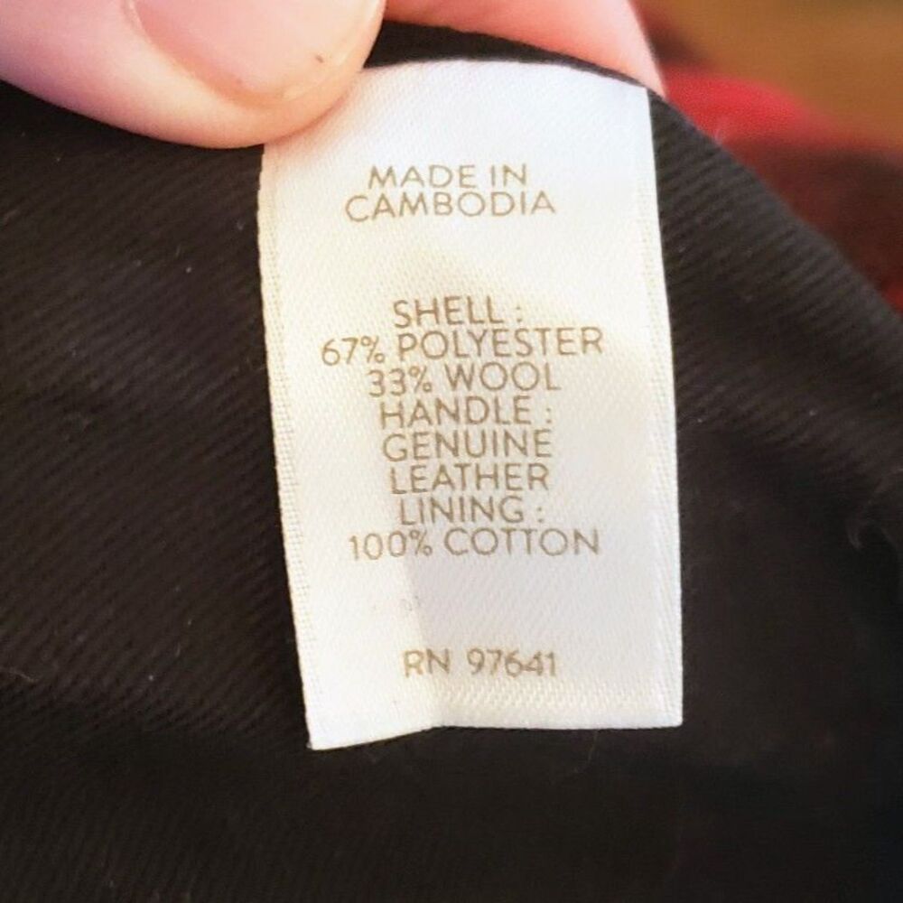 j. jill Hobo Bag Red & Black Buffalo Plaid Wool Blend Leather Strap - Picture 8 of 8